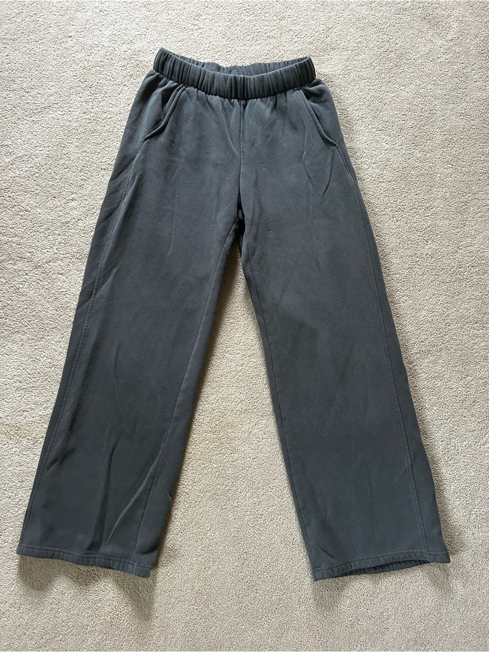 Casual Elastic Waist Straight Leg Pants - Charcoal Gray